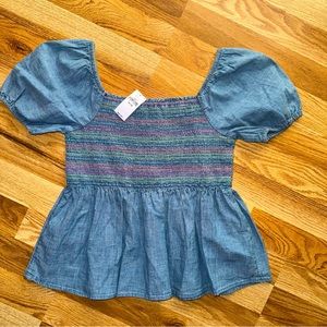 GAP kid’s smocked, Chambray top NWT